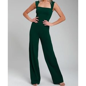 Lulu’s Enticing Endeavors Emerald Green Jumpsuit - Small